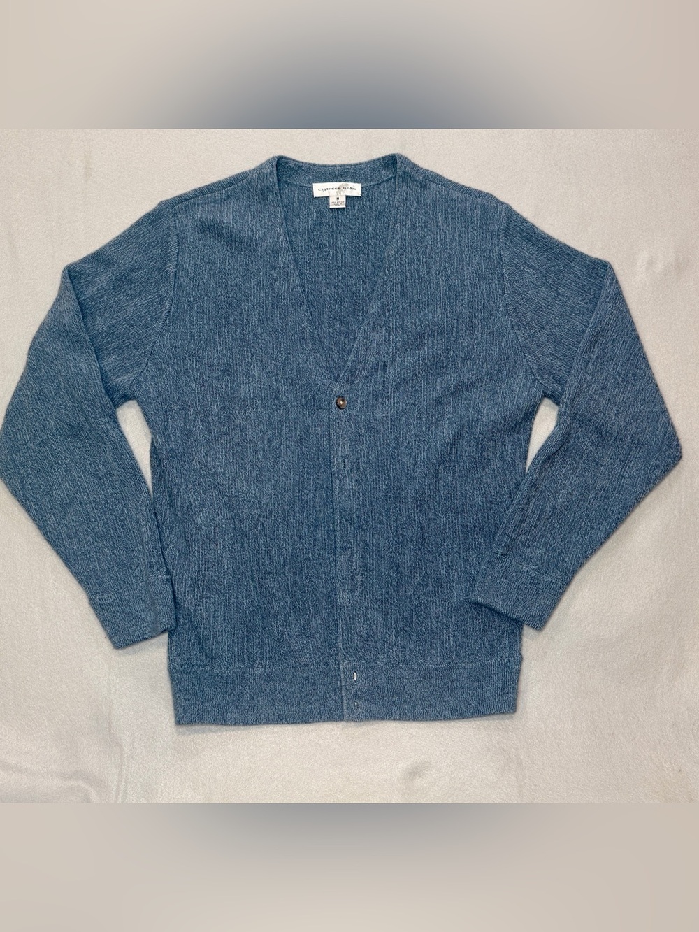 Cypress Links Lightweight Blue V-Neck Men's Cardigan Size Medium